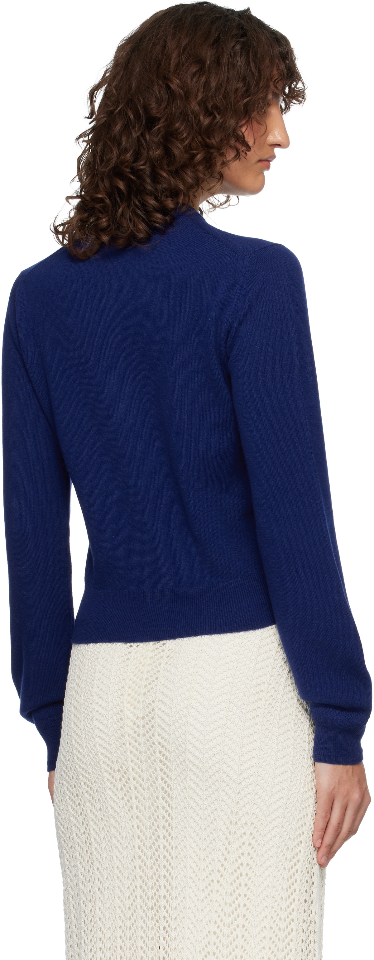Jil Sander Blue Wool Crew Neck Long Sleeves Cardigan