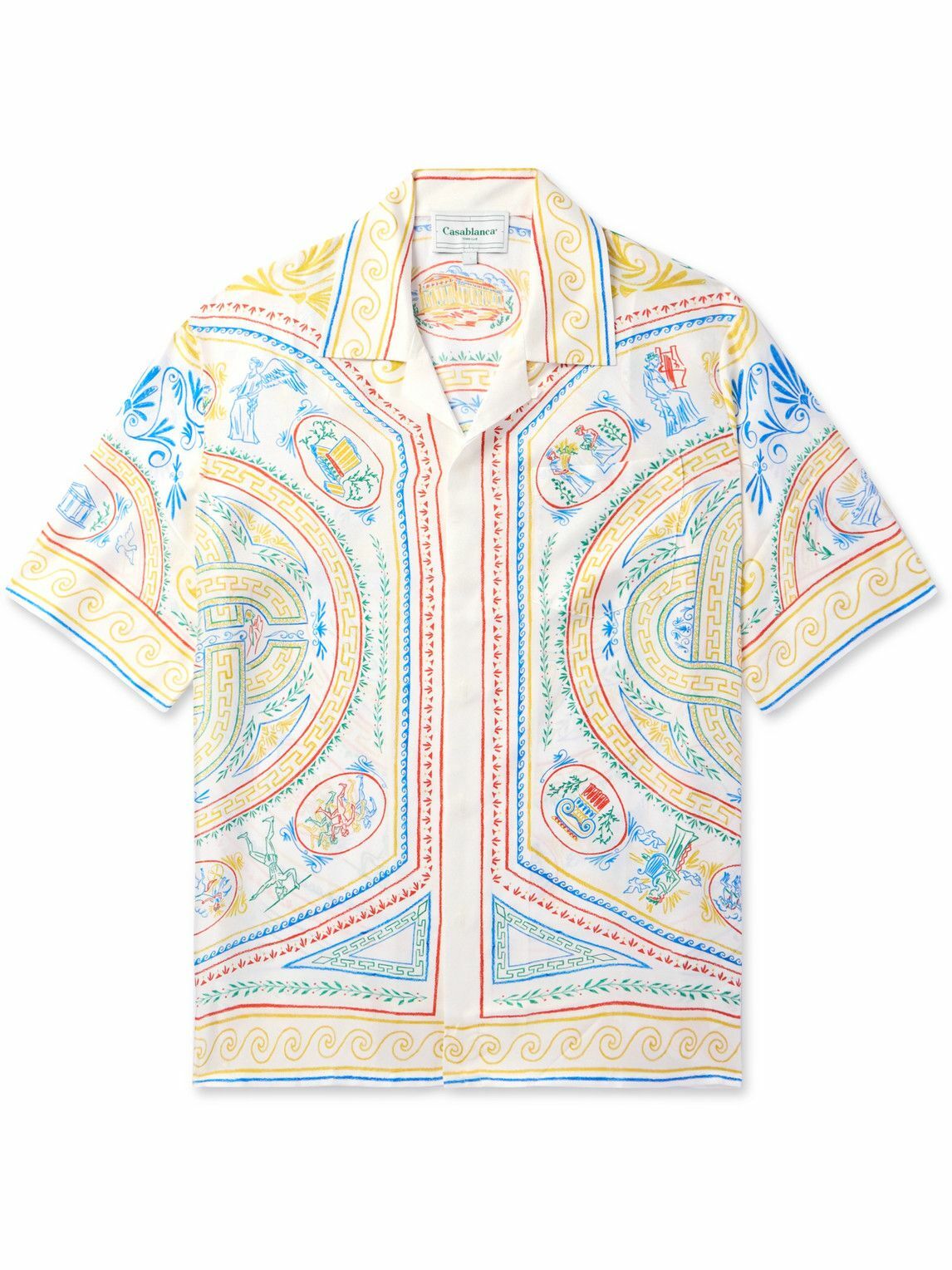 Casablanca - Crayon Vase Convertible-Collar Printed Silk-Twill Shirt ...