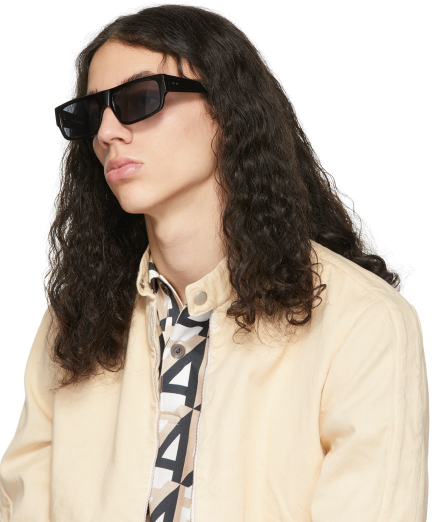 Dries Van Noten Black Linda Farrow Edition Rectangular Sunglasses