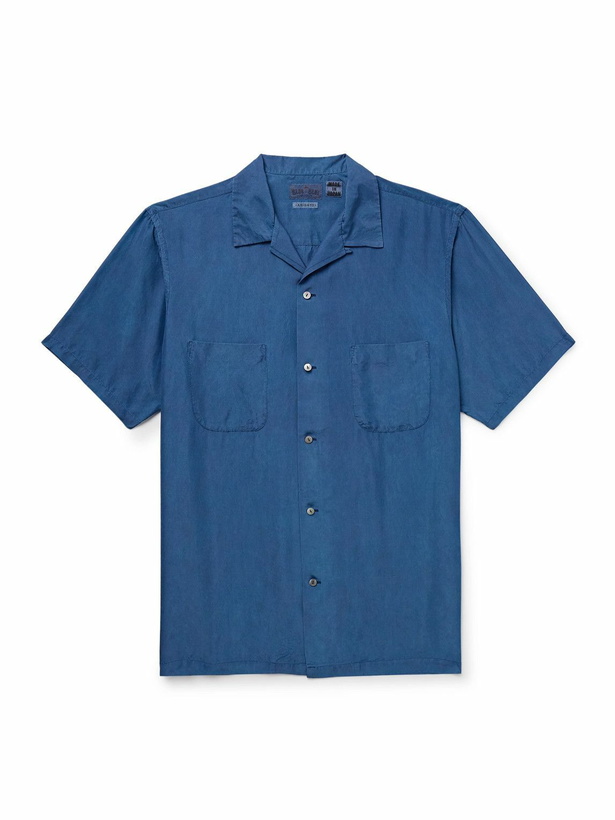 Photo: Blue Blue Japan - Convertible-Collar Indigo-Dyed Silk-Habotai Shirt - Blue