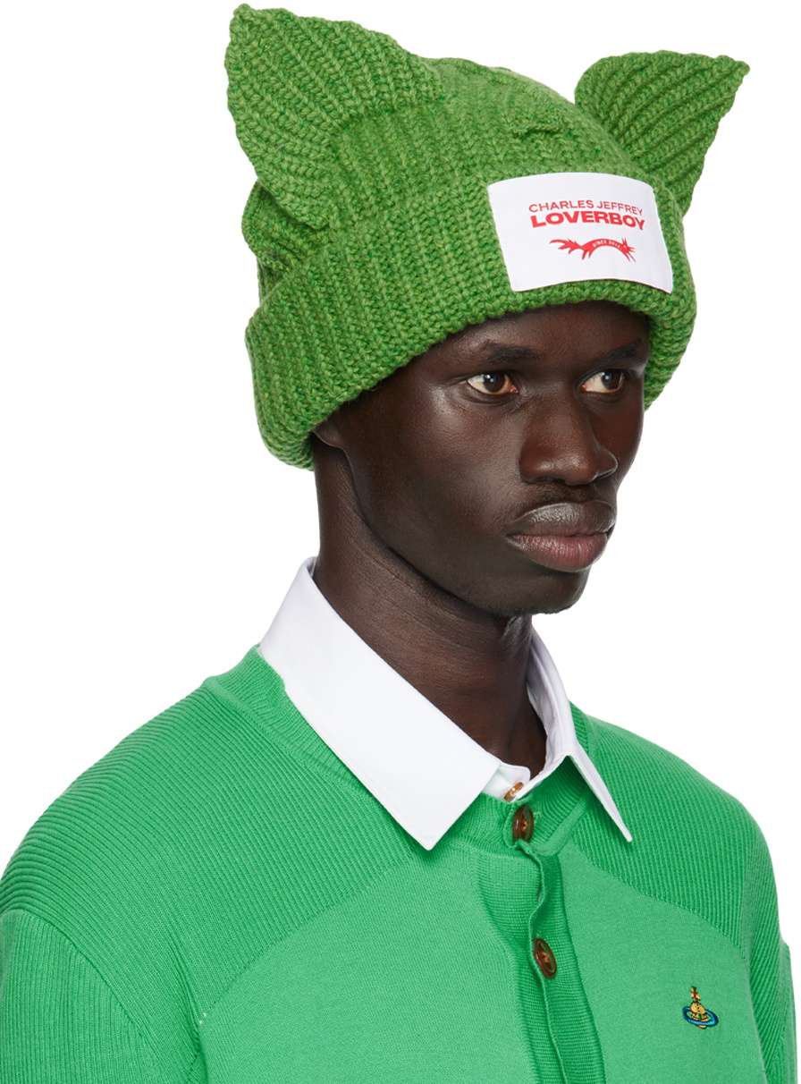 Charles Jeffrey LOVERBOY Green Chunky Ears Beanie Charles Jeffrey