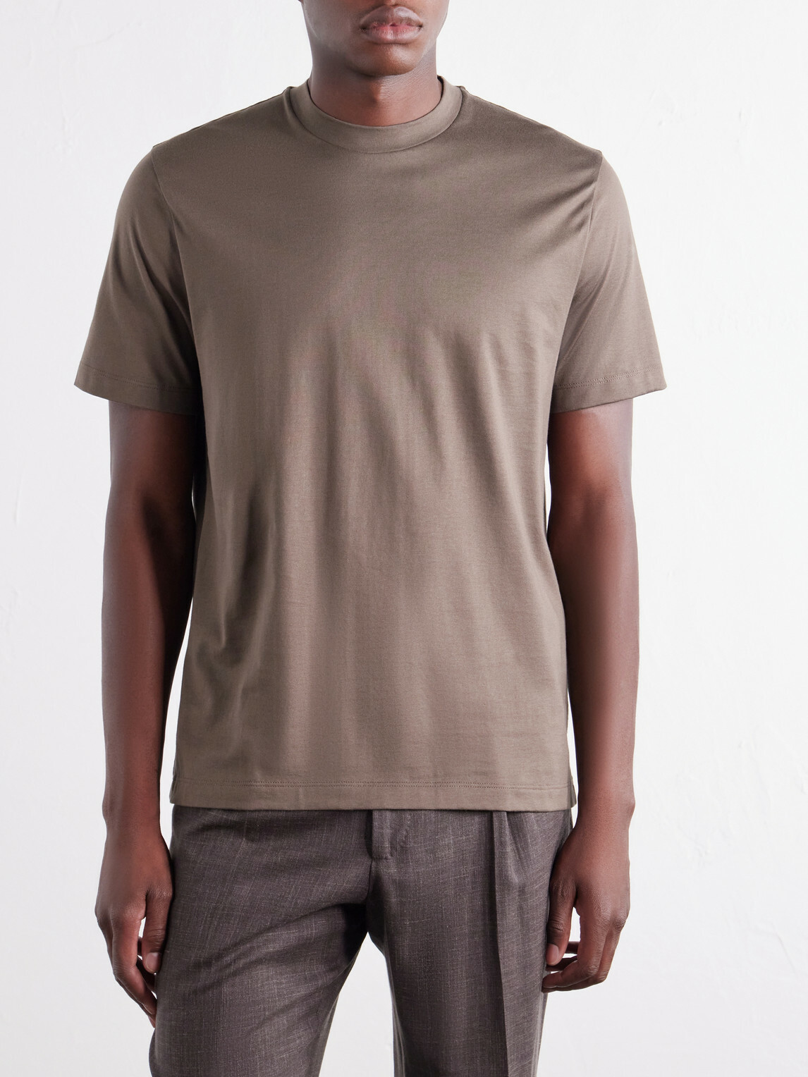 Brioni - Cotton-Jersey T-Shirt - Brown