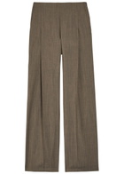Emporio Armani Wide-leg Wool-blend Trousers Taupe