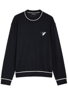 Emporio Armani Logo-intarsia Wool Jumper Navy