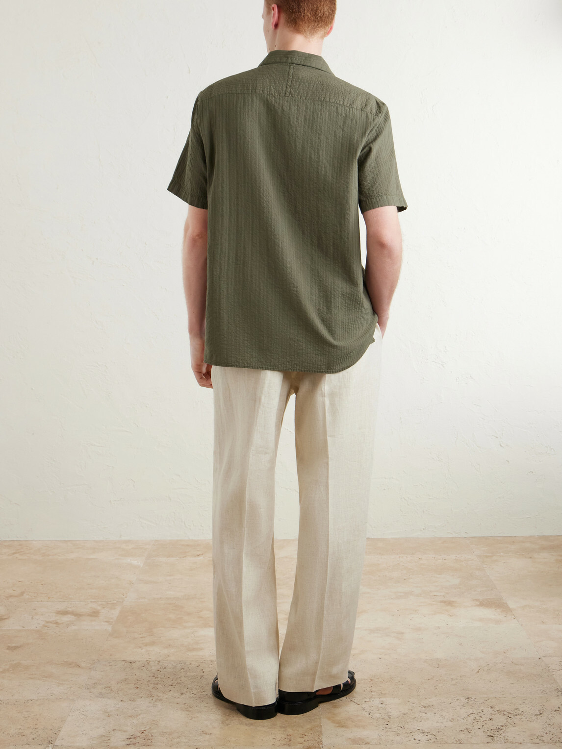 Mr P. - Camp-Collar Embroidered Cotton Shirt - Green