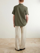 Mr P. - Camp-Collar Embroidered Cotton Shirt - Green