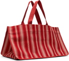 Bode Red & Off-White Parasol Stripe Tote