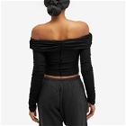 Sami Miro Vintage Women's Foldover Shirred LS Top in Black