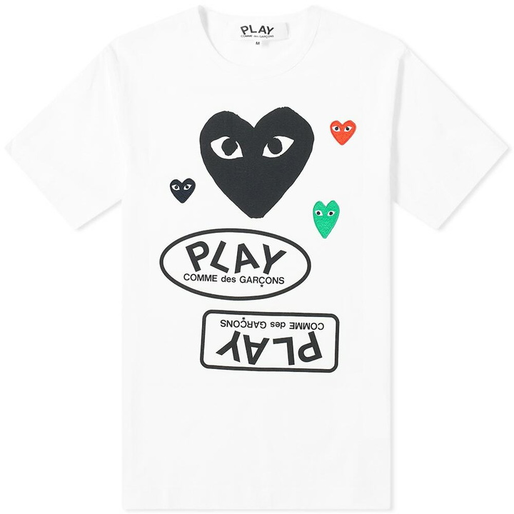 Photo: Comme des Garçons Play Men's Multi Logo T-Shirt in White/Black