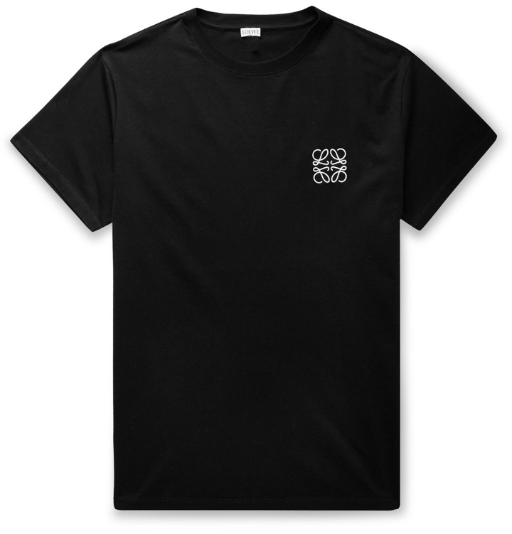 Photo: Loewe - Logo-Embroidered Cotton-Jersey T-Shirt - Black