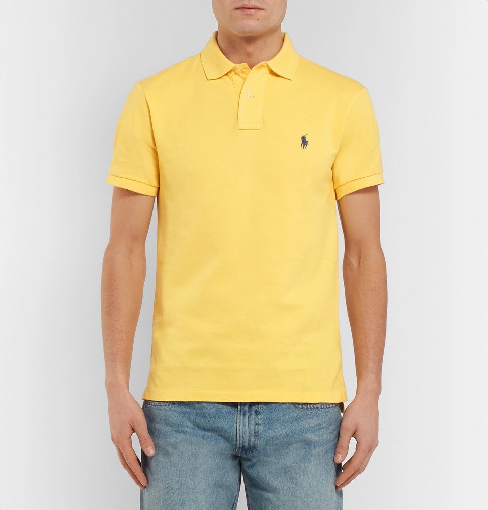 Polo Ralph Lauren Brasil Custom Fit Cotton Piqué Polo in Yellow