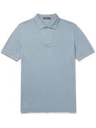 LORO PIANA - Cotton and Silk-Blend Piqué Polo Shirt - Blue