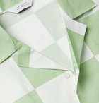 Saturdays NYC - Canty Peace Camp-Collar Checked Cotton-Poplin Shirt - Green