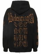 BALENCIAGA - Logo Printed Cotton Zip Hoodie