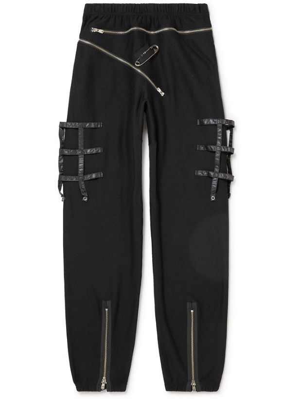 Photo: TAKAHIROMIYASHITA TheSoloist. - Tapered Embellished Ripstop-Trimmed Cotton-Jersey Sweatpants - Black