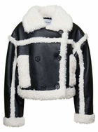 STAND STUDIO khristy Black And White Shearling Jacket With Faux Fur Trims In Faux Leather Woman