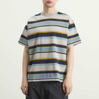 BEAMS Men's Multi Stripe T-Shirt in Light Grey