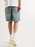 AMIRI - Repair Distressed Washed-Denim Shorts - Blue