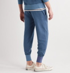 Polo Ralph Lauren - Tapered Logo-Embroidered Mélange Stretch-Cotton Jersey Sweatpants - Blue