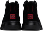 Hugo Black Stacked Logo Boots
