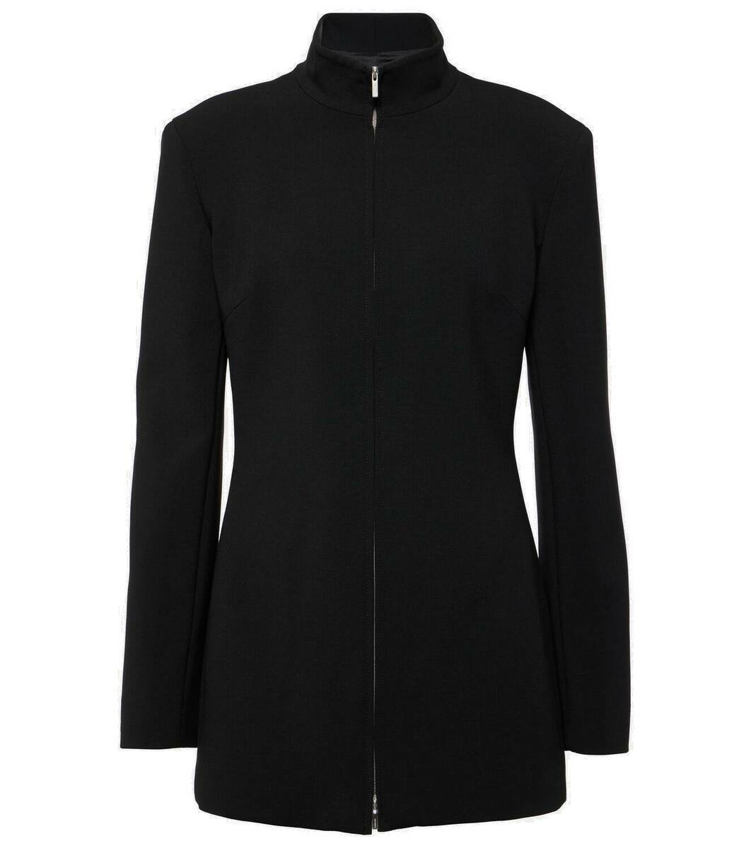 Salvatore Ferragamo wool Gold button zip-up Melton coat outer black 44