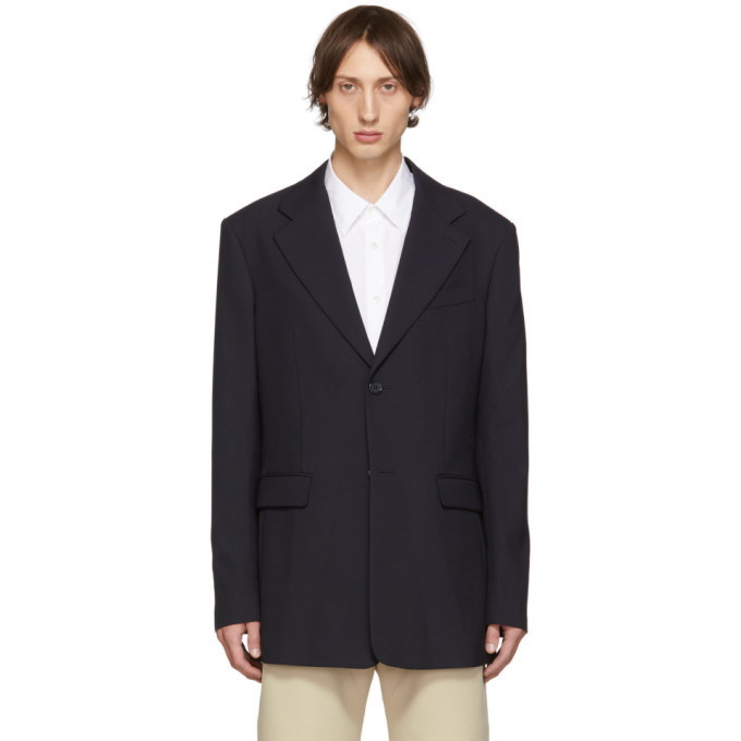 Photo: Raf Simons Navy Single-Breasted Fitted Blazer