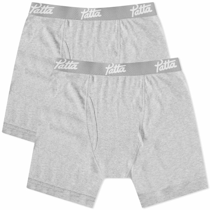 Photo: Patta Men's Boxer Briefs - 2 Pack in Melange Grey