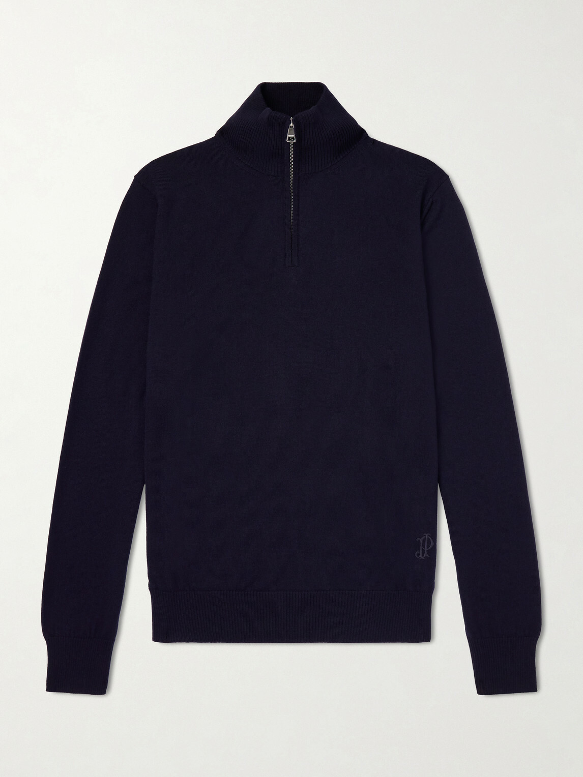 Purdey - Linton Logo-Embroidered Wool Half-Zip Sweater - Blue