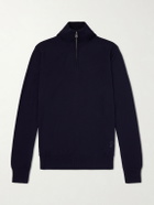 Purdey - Linton Logo-Embroidered Wool Half-Zip Sweater - Blue