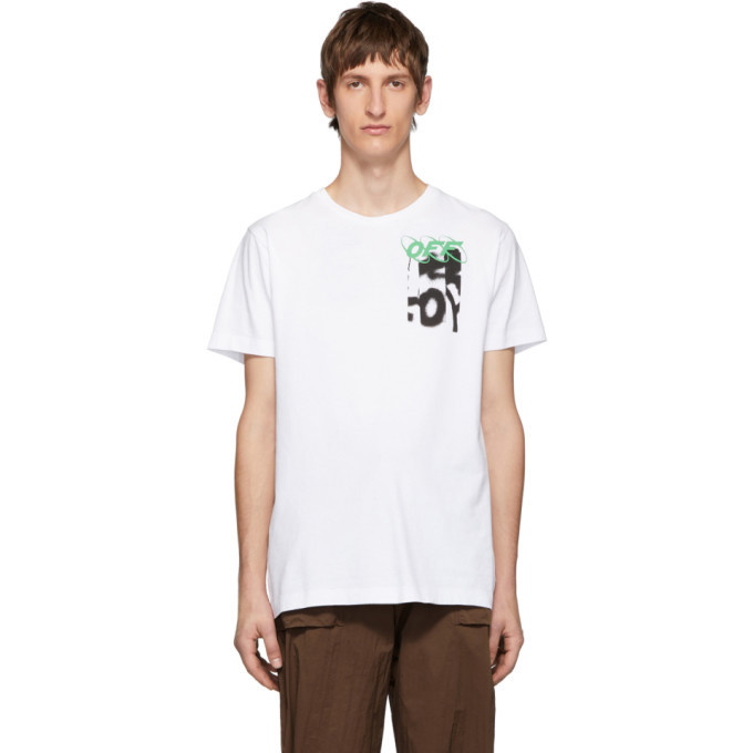 Photo: Off-White White Spray Blurred Logo Slim T-Shirt