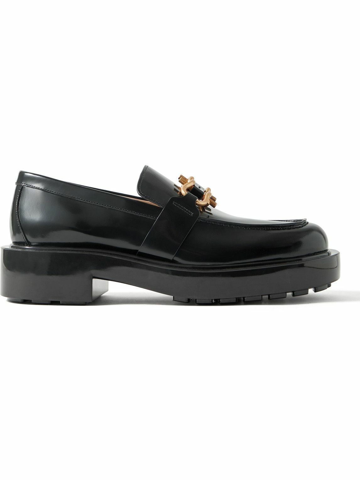 Bottega Veneta - Horsebit Glossed-Leather Loafers - Black