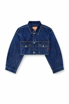 Diesel Cropped oversized denim trucker jacket - Denim Jackets Womens in Blue