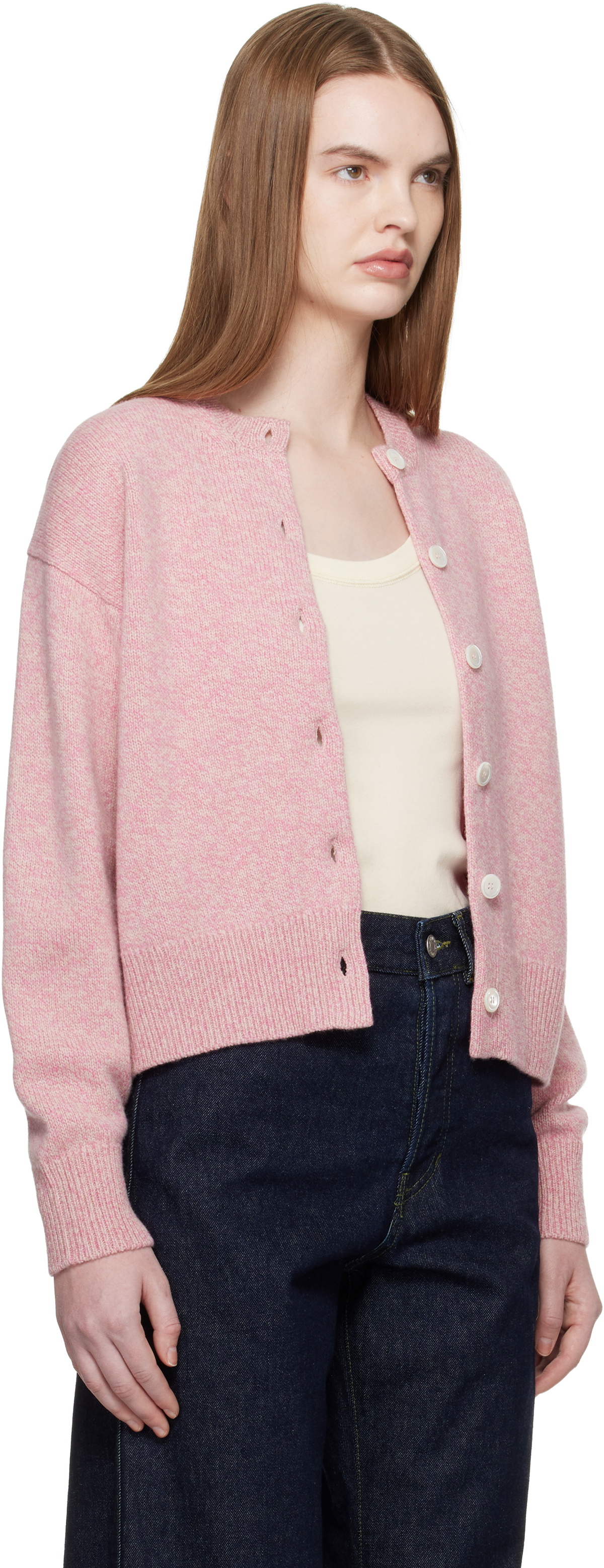 &Daughter Pink Ada Crewneck Cardigan