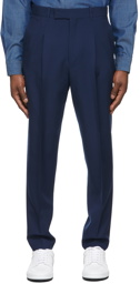 Paul Smith Navy Wool Pleat-Front Trousers