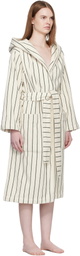 Tekla White & Green Terry Hooded Bathrobe