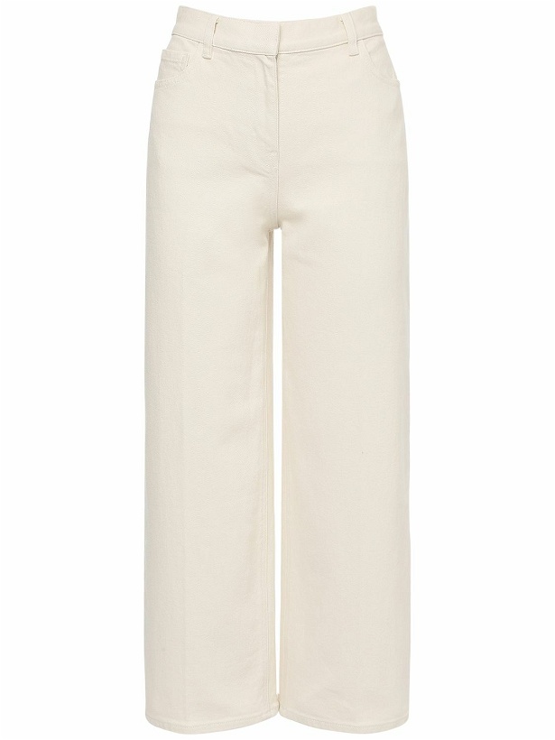 Photo: THEORY Wide Cropped Cotton Blend Jeans