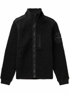 Stone Island - Logo-Embroidered Cotton Poplin-Panelled Wool-Blend Fleece Jacket - Black