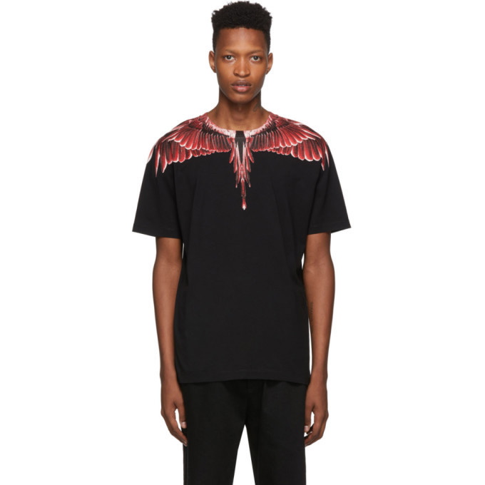 Marcelo County Milan Black Red Ghost Wings T-Shirt Marcelo Burlon of Milan