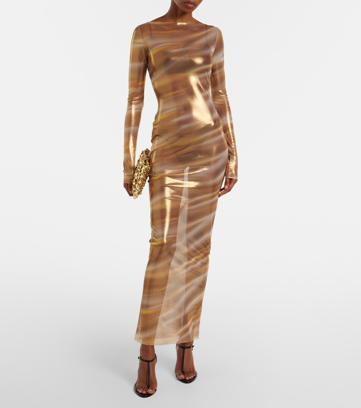 Roberto Cavalli Printed sheer maxi dress