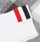 Thom Browne - Webbing-Trimmed Checked Cotton-Blend Socks - White