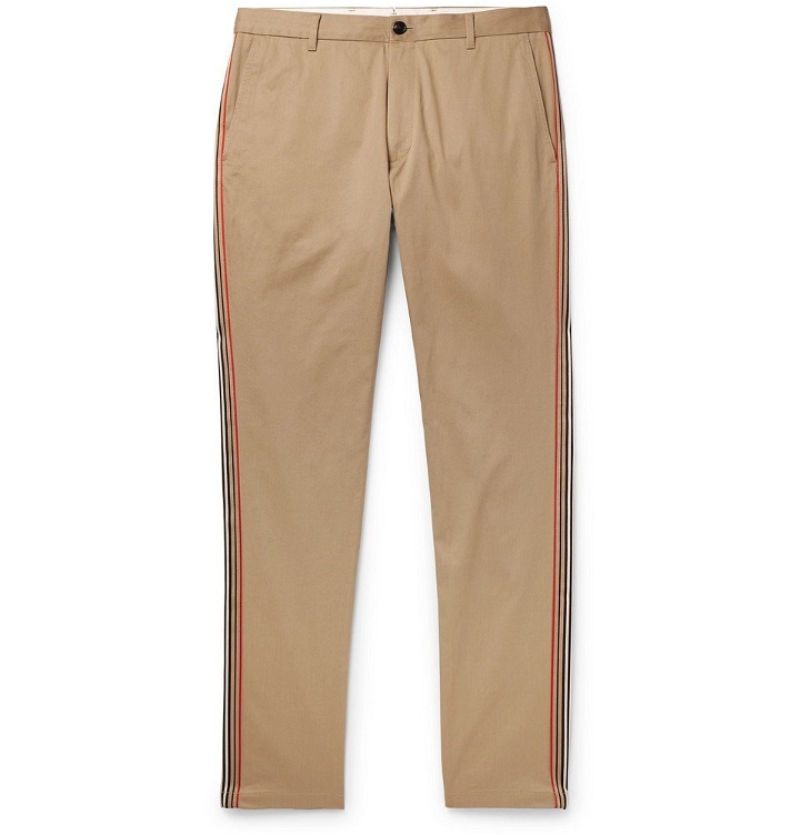 Photo: Burberry - Slim-Fit Grosgrain-Trimmed Cotton-Twill Chinos - Camel