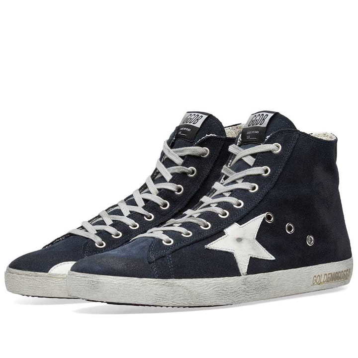 Photo: Golden Goose Deluxe Brand Francy Suede High Sneaker Blue