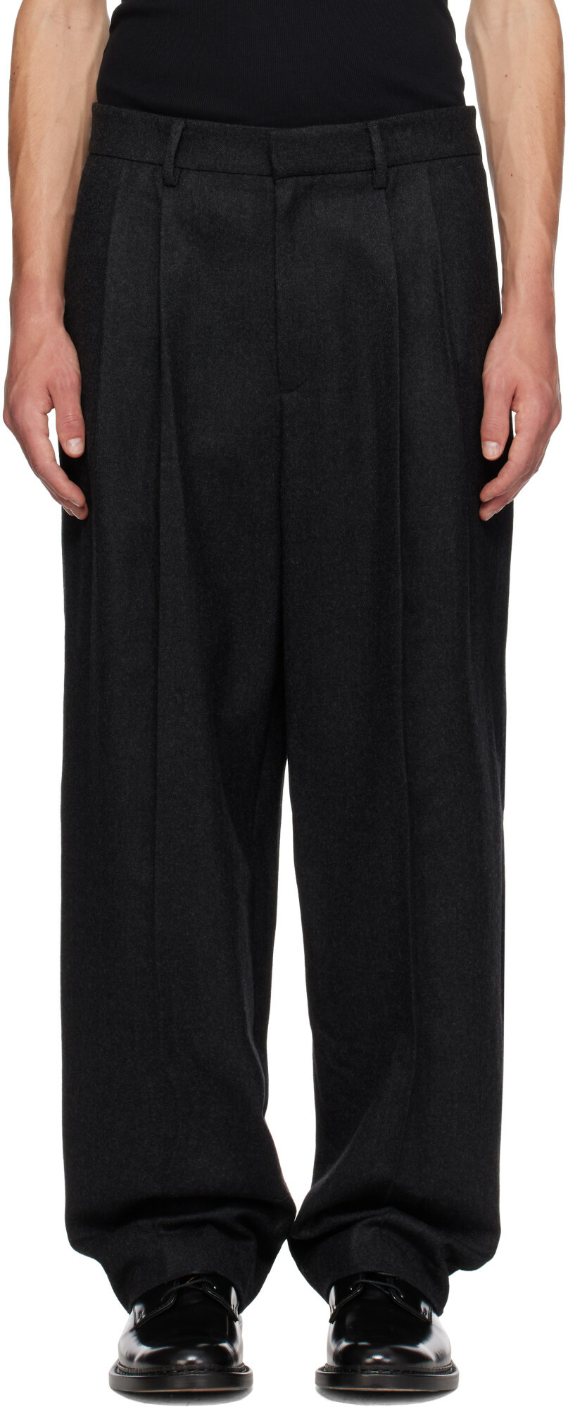 LE17SEPTEMBRE Gray Two-Tuck Wool Trousers