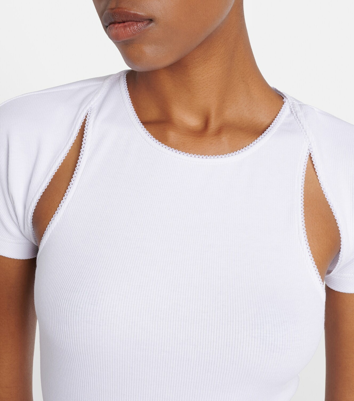 Alaïa Layered ribbed-knit jersey top