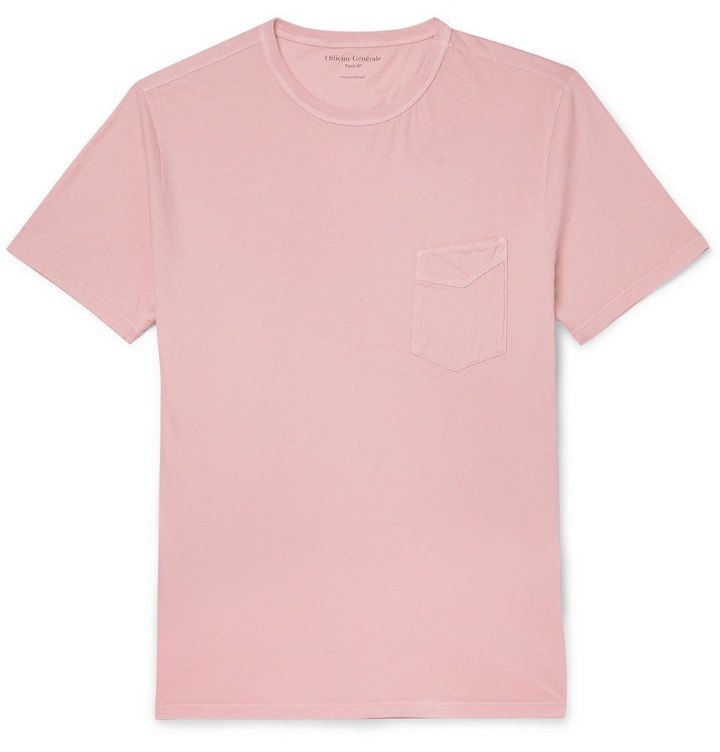 Photo: Officine Generale - Slim-Fit Garment-Dyed Cotton-Jersey T-Shirt - Pink