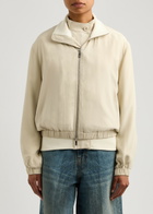 Helmut Lang Layered Silk and Satin Bomber Jackets Cream