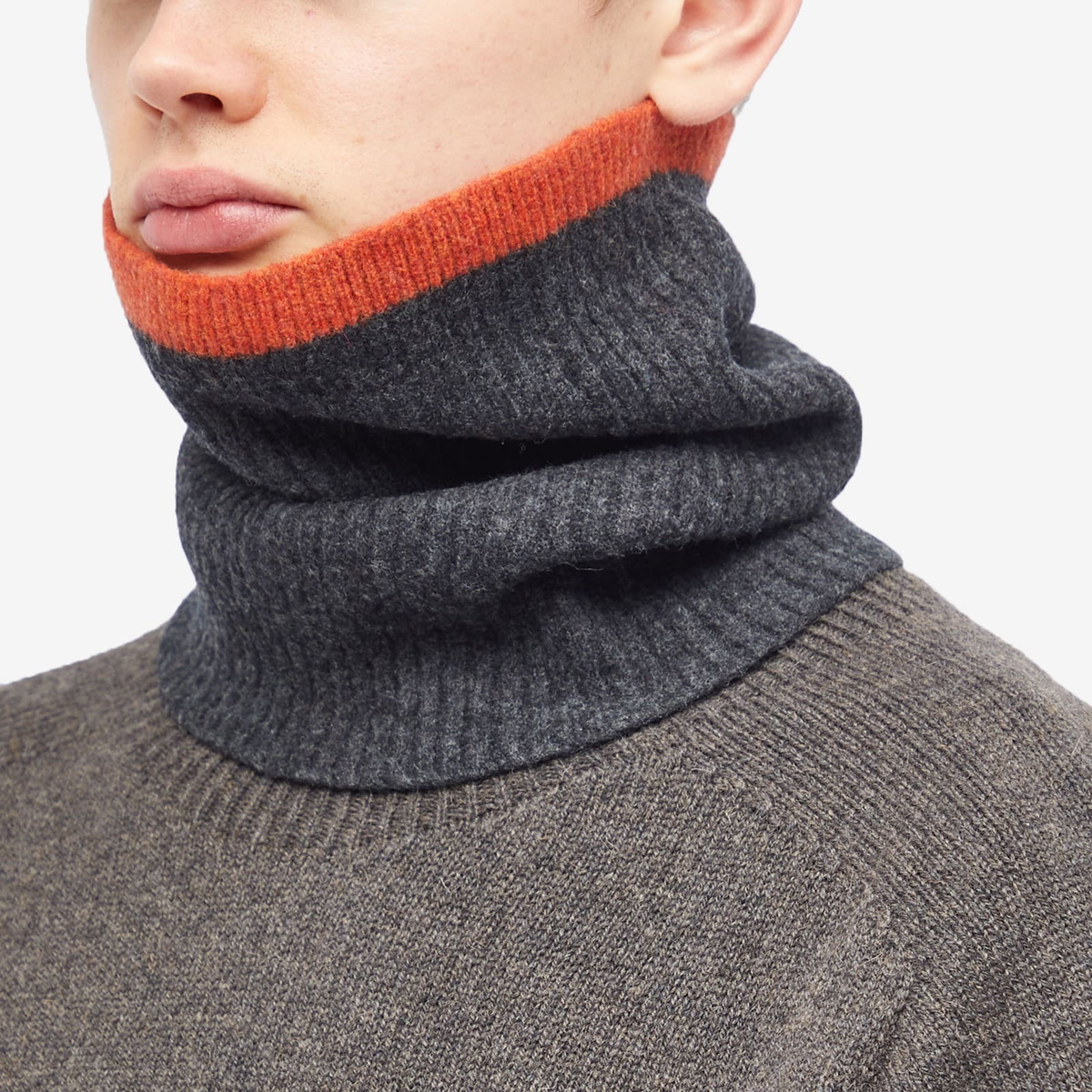 MHL by Margaret Howell Men's Tipped Neck Warmer in Charcoal/Ember