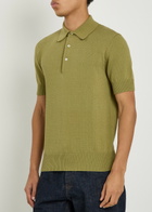 Drake's Textured Cotton-knit Polo Shirt Khaki