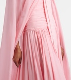 Là Fuori Petal Pink draped caped gown