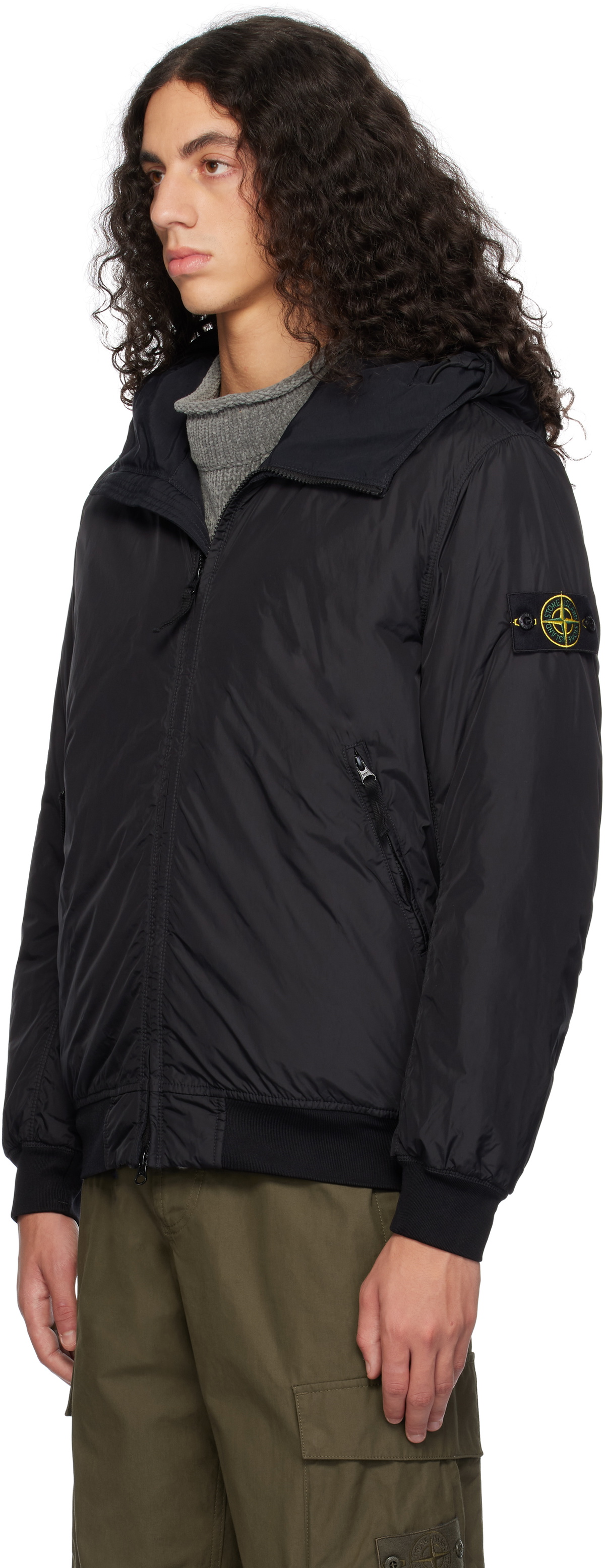 Stone Island Black 40823 Crinkle Reps R-NY Jacket Stone Island
